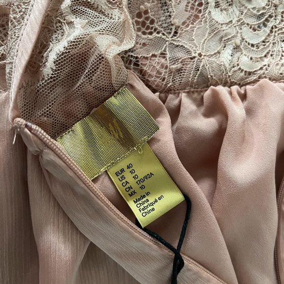 Womens H&M silky satin long powder pink dress Sz 10 - Picture 11 of 14